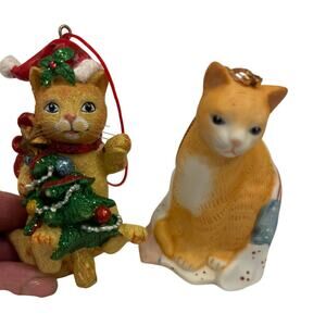 Vintage Sylvestri Mary Lake Thompson Cat Christmas Ornament & Tabby Cat Ornament